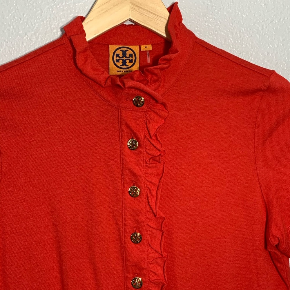 Tory Burch Red Polo Shirt w/ buttons - Picture 5 of 7
